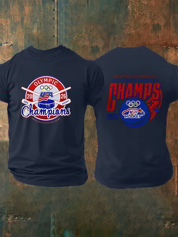 Men's  Ice Hockey Print Casual T-Shirt