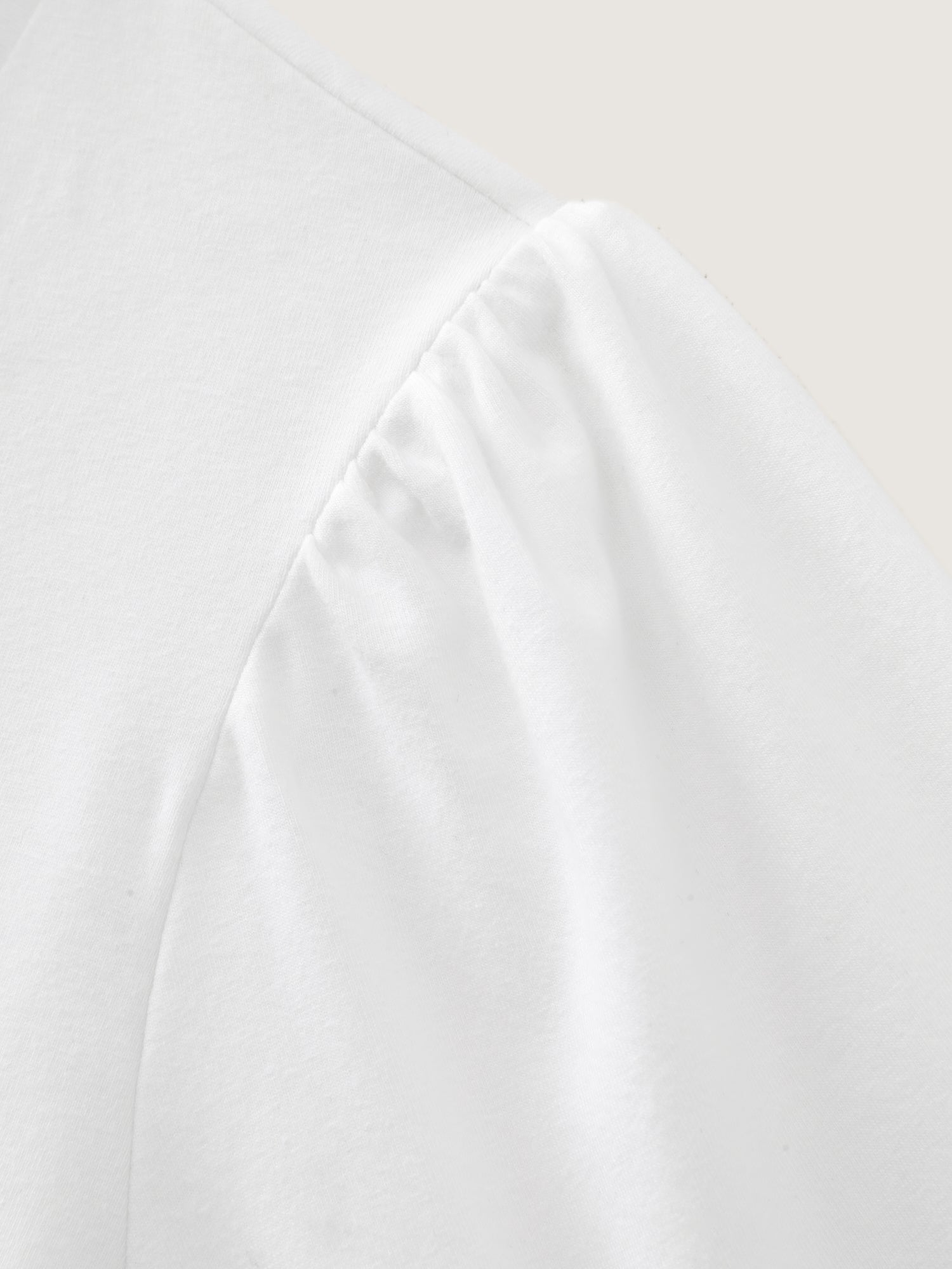 Cotton Toothpick Pleated Plain Flared Sleeve T-Shirt
