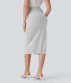 High Waisted Tummy Control Butt Lifting Casual Bodycon Skirt with Built-in Shapewear Shorts