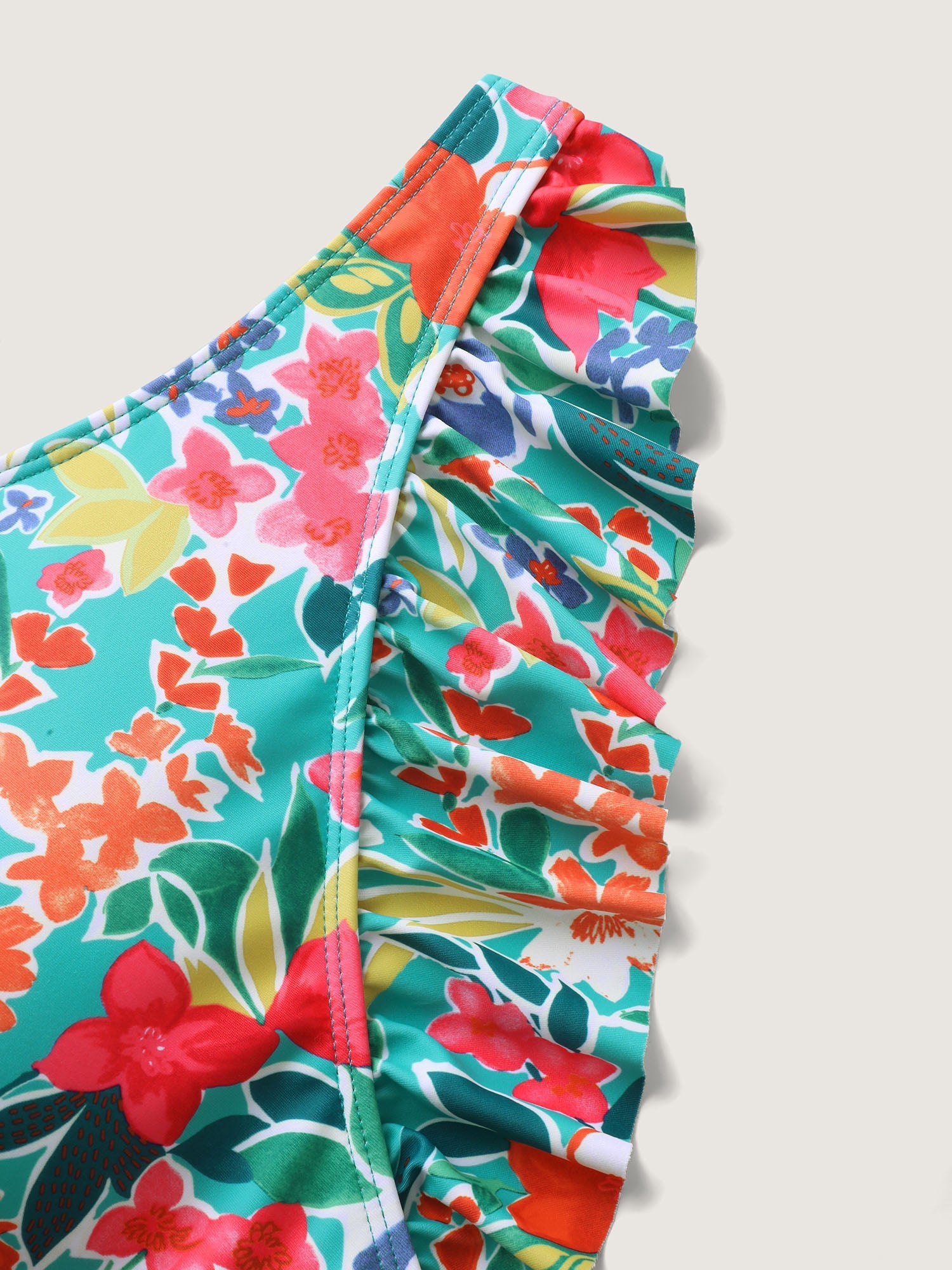 Anti-Float Tie Ruffled Floral Swim Dress