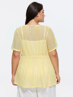 Stretchy Hollowed-Out Front-Tie Shirt