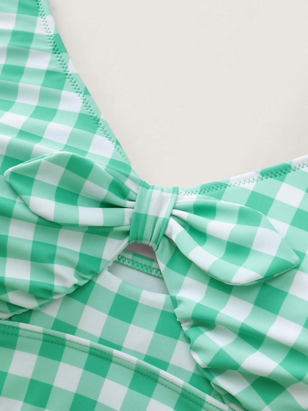 Check Print Cut-Out One-Piece Swimsuit