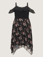 Floral Print Off-Shoulder Ruffled Midi Dress