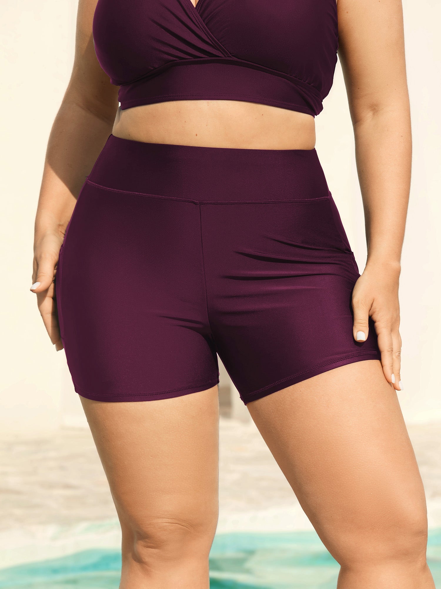 Sculpting Pockets Solid Swim Shorts
