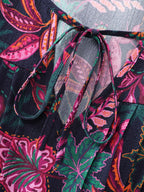 Floral Print Flutter Sleeve Flowy Maxi Dress