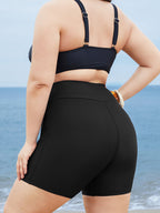 Solid Wide Waistband Swim Shorts