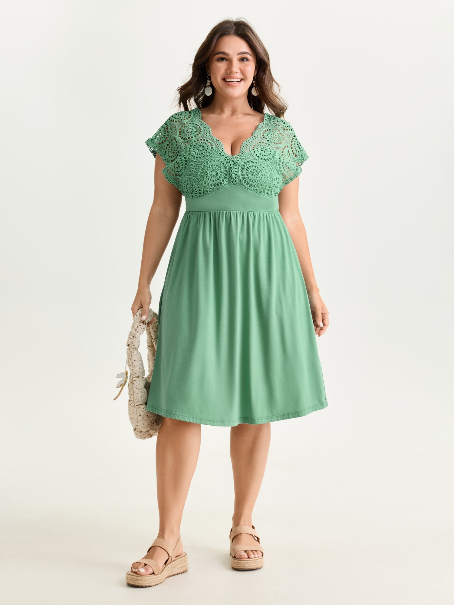 Sheer Lace Sleeve Flowy Mini Dress