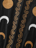 Cotton Star Moon Embroidered Shirred Midi Dress