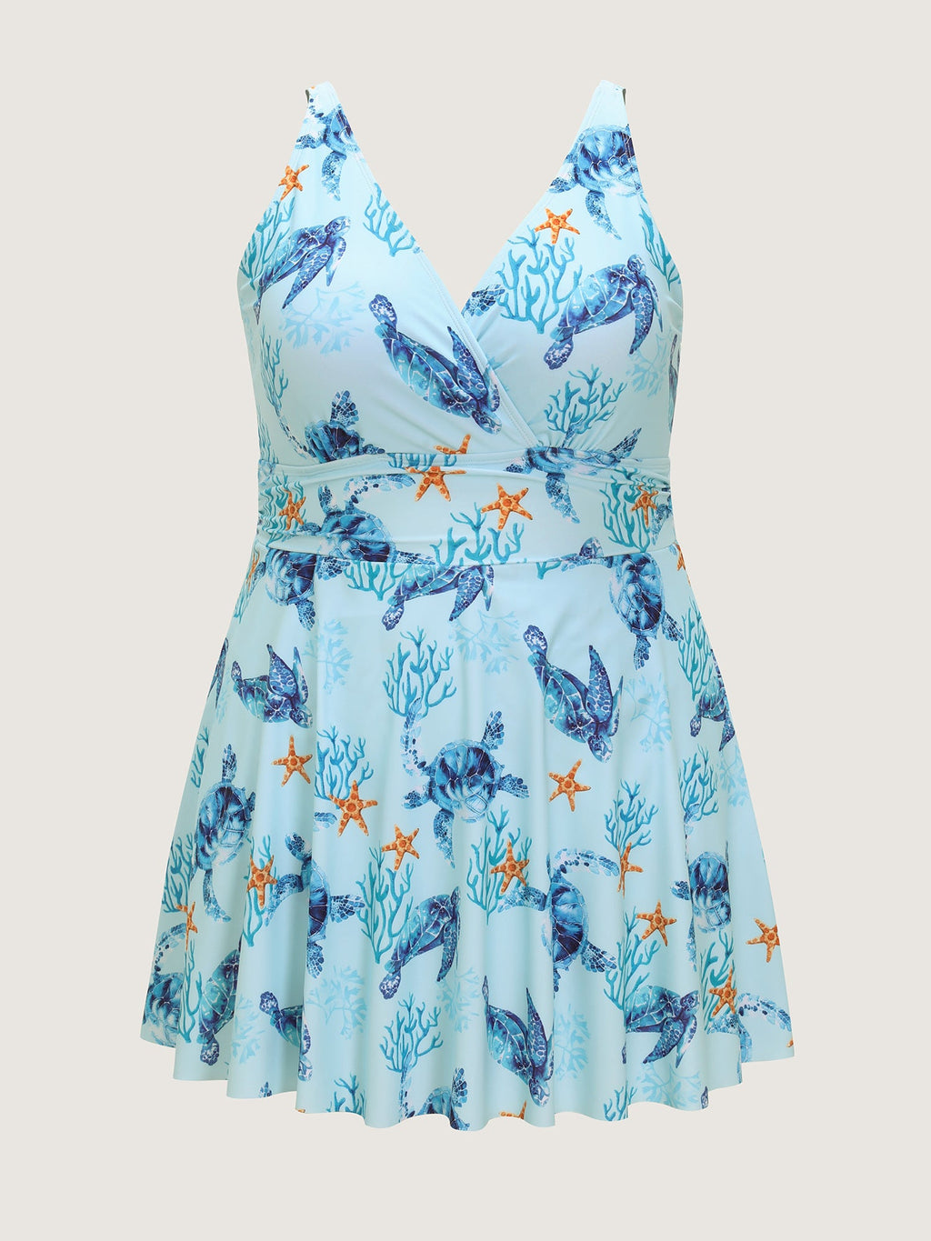 Sea Turtle Print Pockets Swim Dress