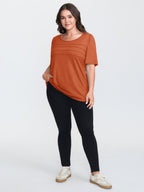 Seamed Round Neck Fitted T-Shirt