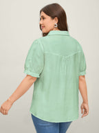 Pure Cotton Ruffled Puffy Sleeve Blouse
