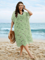 Cut-Out Solid V-Neck Swim Cover Up