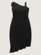 One-Shoulder Asymmetrical Hem Midi Dress