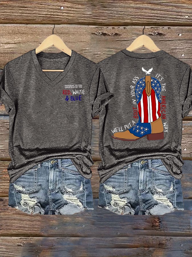 🔥Buy 3 Get 15% Off🔥Women's Brought To You Courtesy Of The Red, White & Blue Print Casual T-Shirt