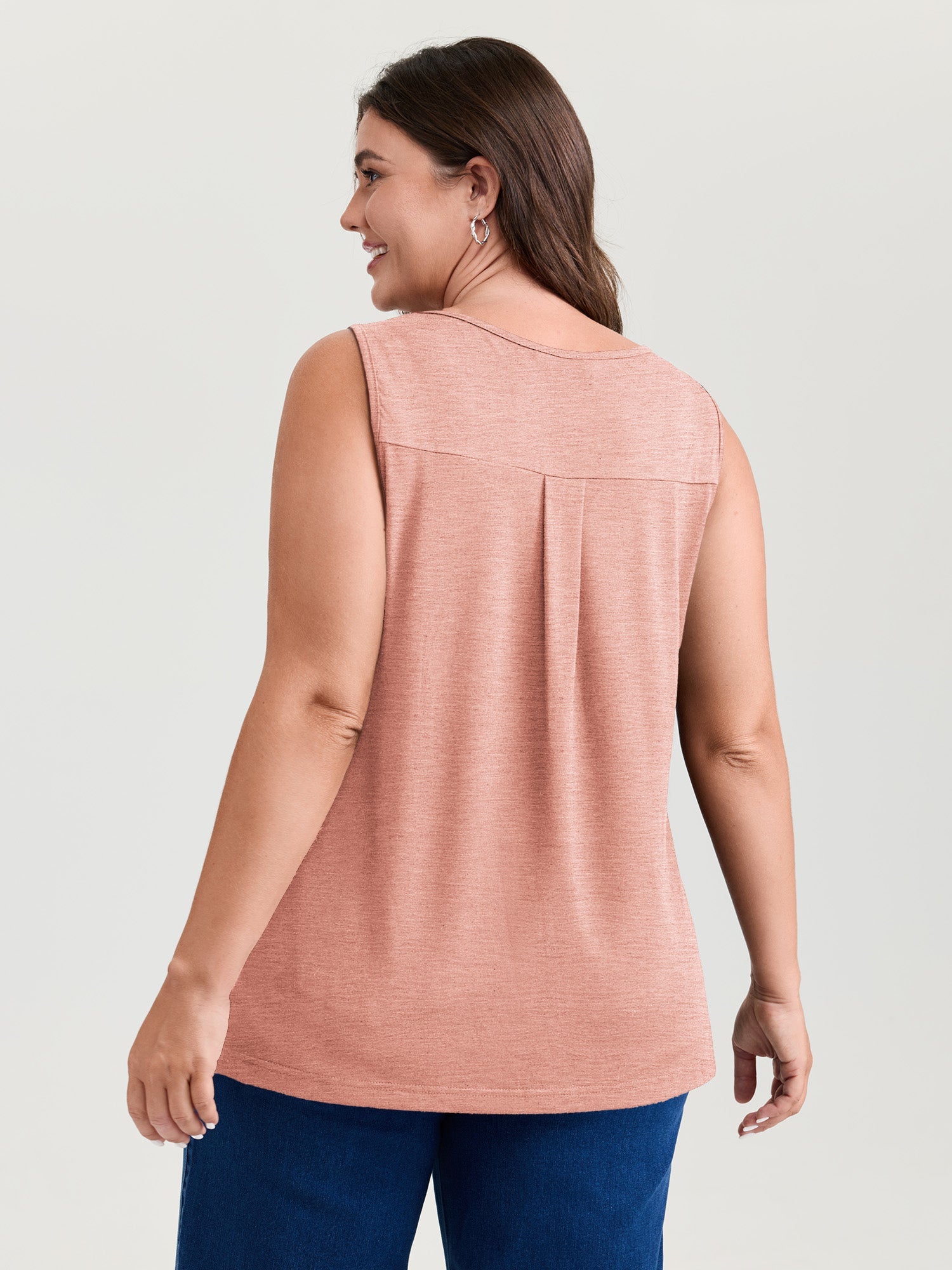 Stretchy V-Neck Pleated Tank Top