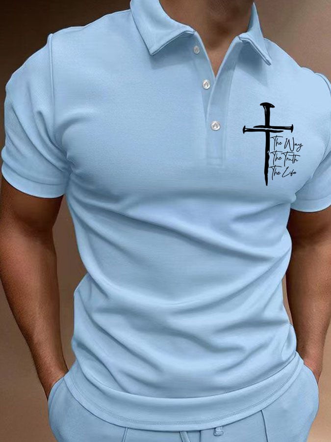Men's Jesus The Way The Truth The Life Print Polo Shirt