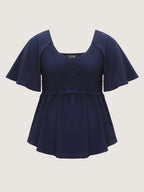 Shirred Back Fit And Flare Blouse