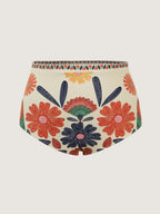 Floral Surplice Neckline Pockets Swim Dress