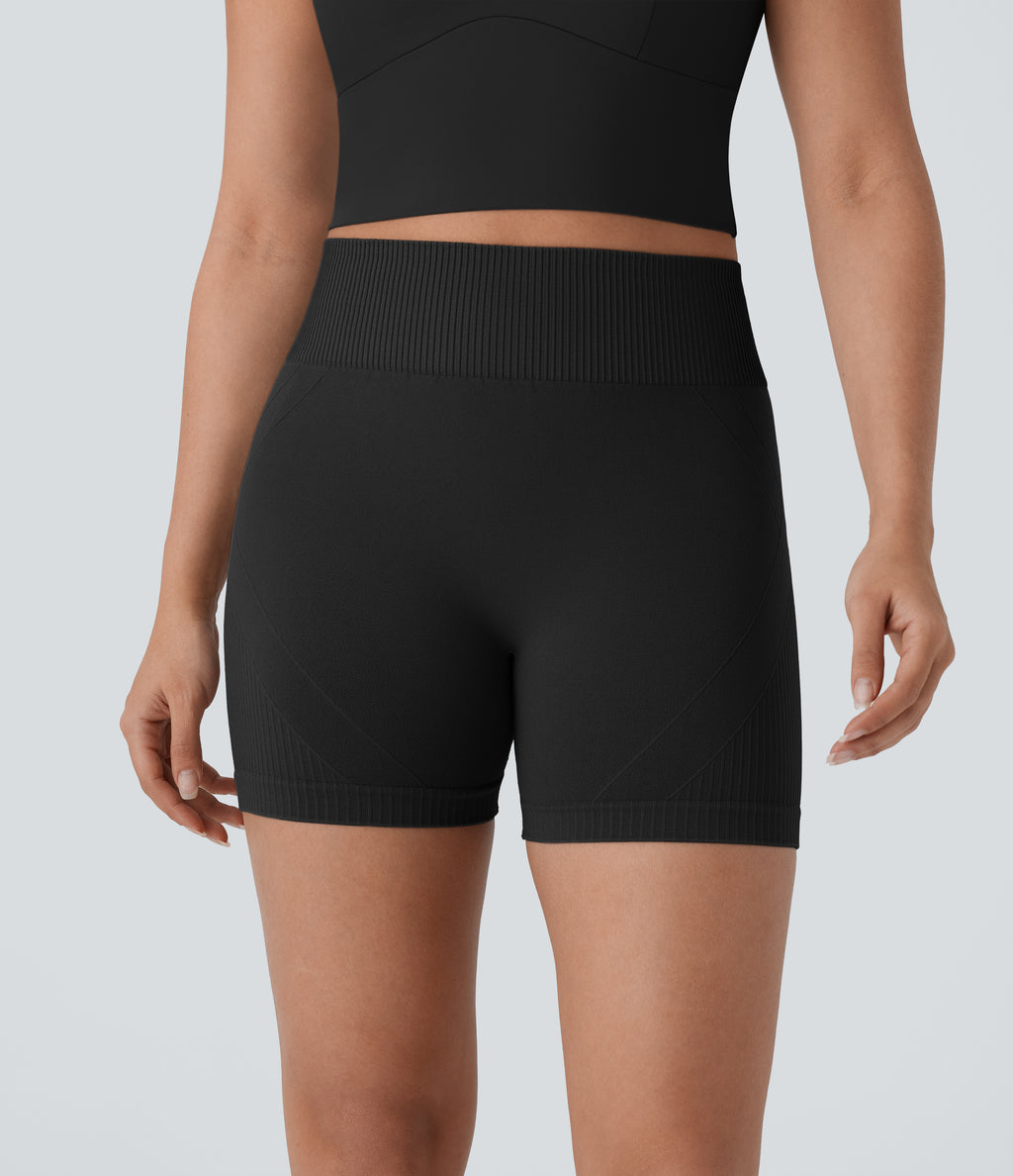 Seamless Flow High Waisted Ruched Yoga Biker Shorts 4''