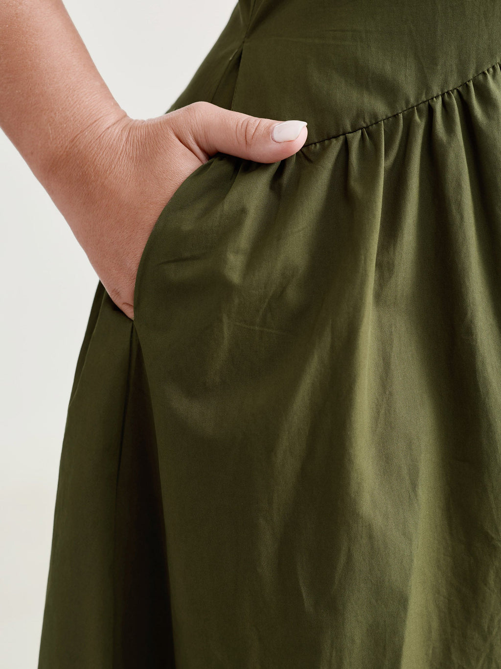 Pure Cotton Pleated Drop Waist Overall Midi Dress