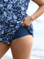 Tropical Flower Print Pockets One-Piece Swimsuit