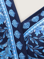 Floral Print Color Contrast Surplice Bikini Top