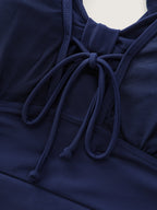 Sheer Sleeve Layered One-Piece Swimsuit