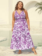 Two-Piece Floral Print Ruched Mesh Swimsuit, Sarong