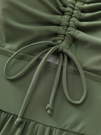 Cut-Out Drawstring Pockets Swim Romper