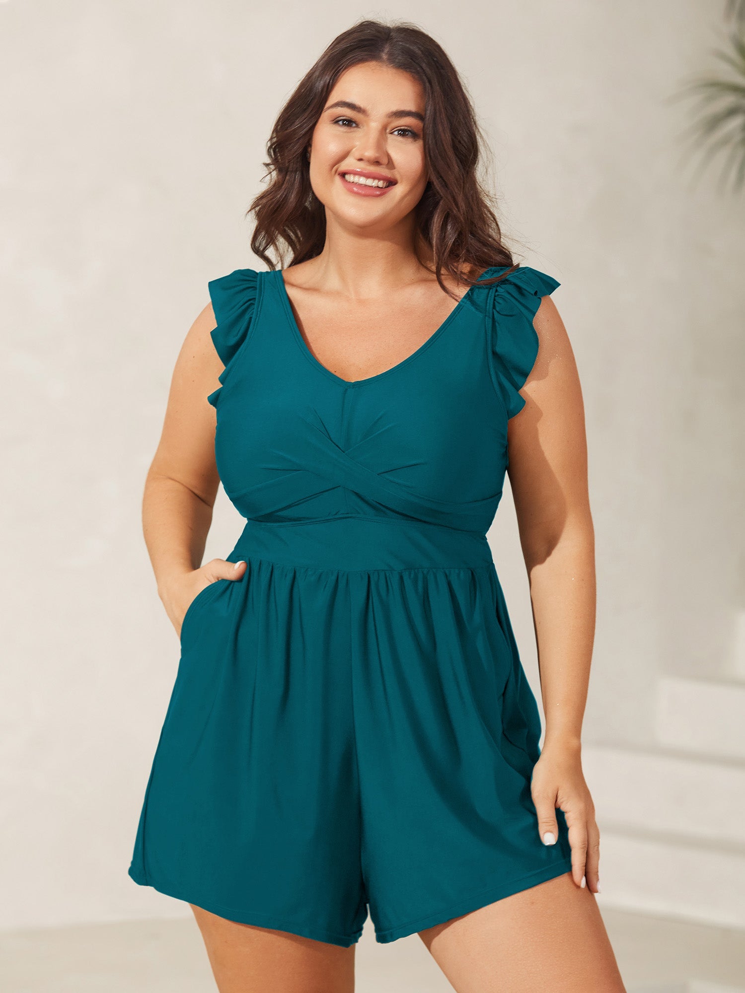 Twist Front Ruffled One-Piece Swimsuit