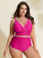 Color Contrast Embroidered Edge Bikini Top