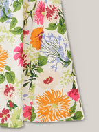 Floral Shirred Square Neck Pocket Midi Dress