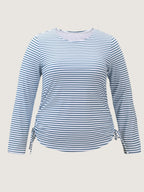 Striped Print UPF 50+ Protection Swim Top