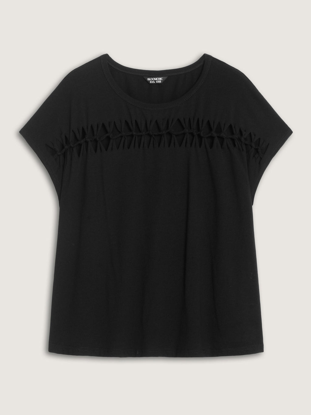 Cotton Stretchy Cut-Out Neckline Layered T-Shirt