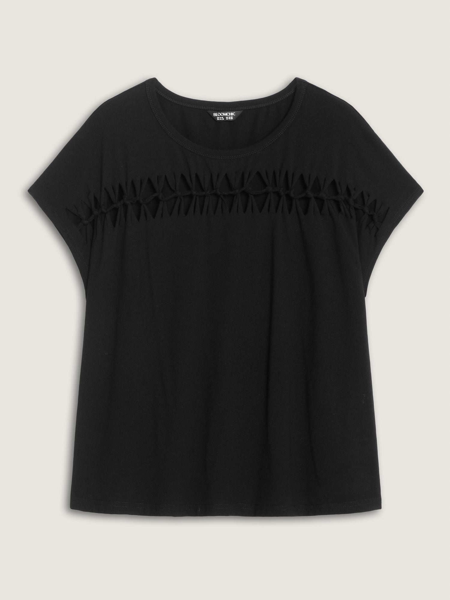 Cotton Stretchy Cut-Out Neckline Layered T-Shirt