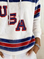 Retro USA Ice Hockey Print Hoodie
