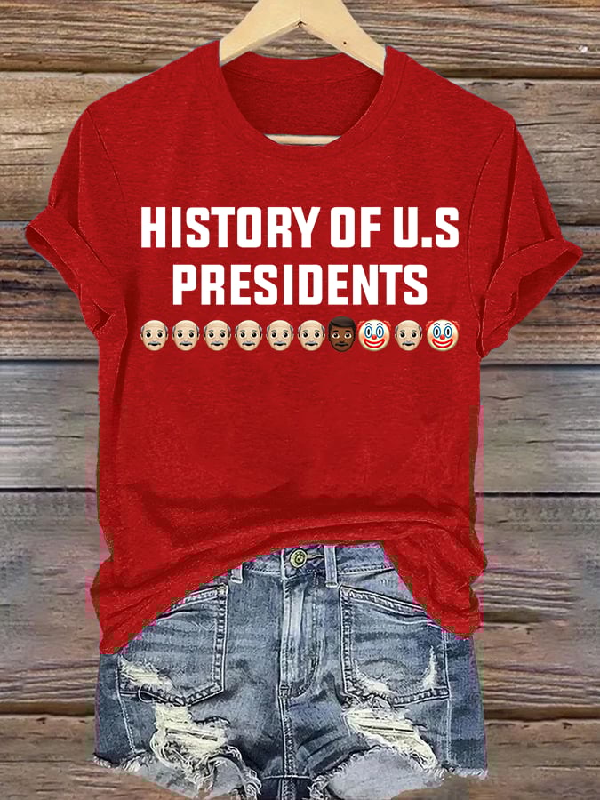 🔥Buy 3 Get 15% Off🔥Women's  History Of US Presidents Print T-Shirt