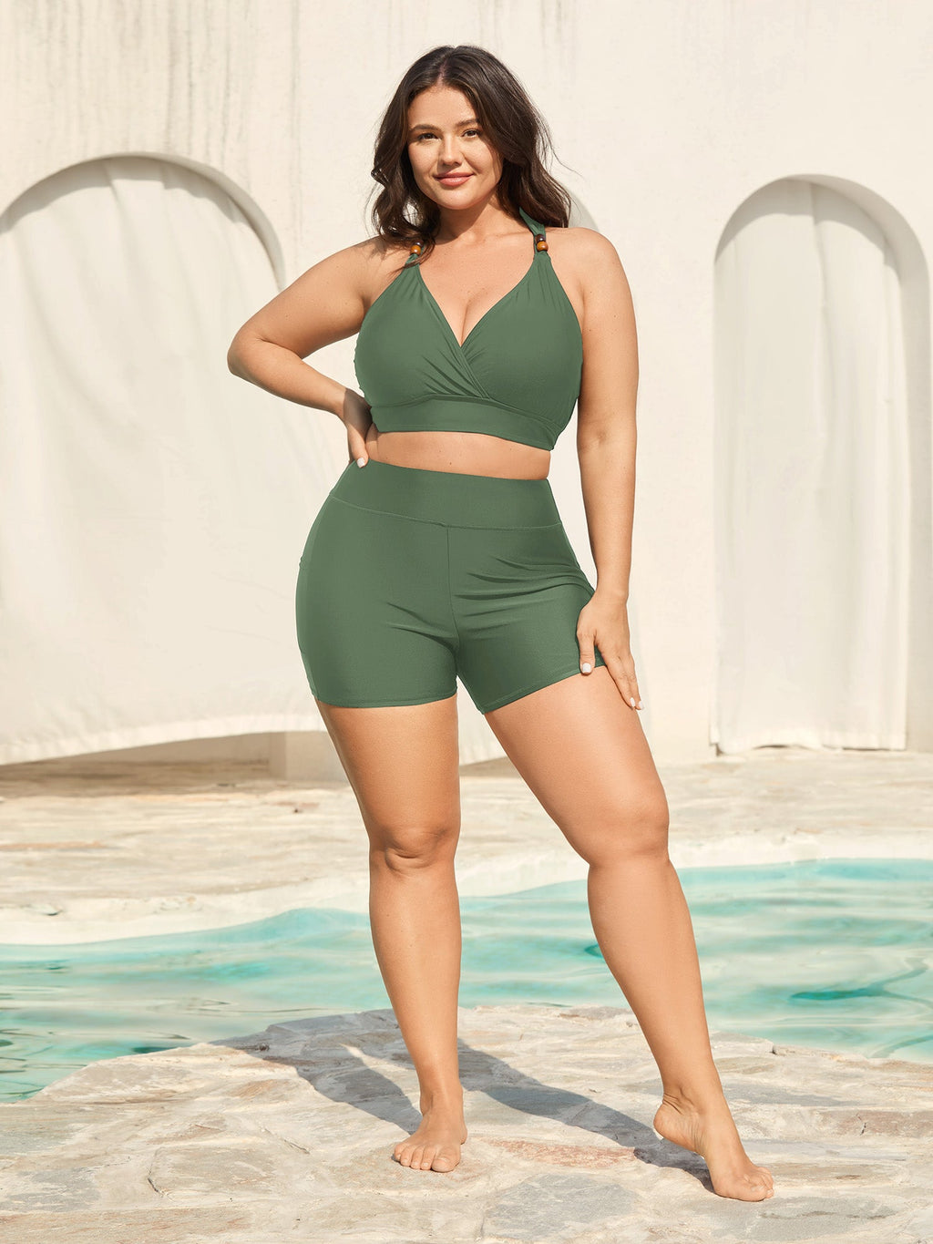 Sculpting Pockets Solid Swim Shorts