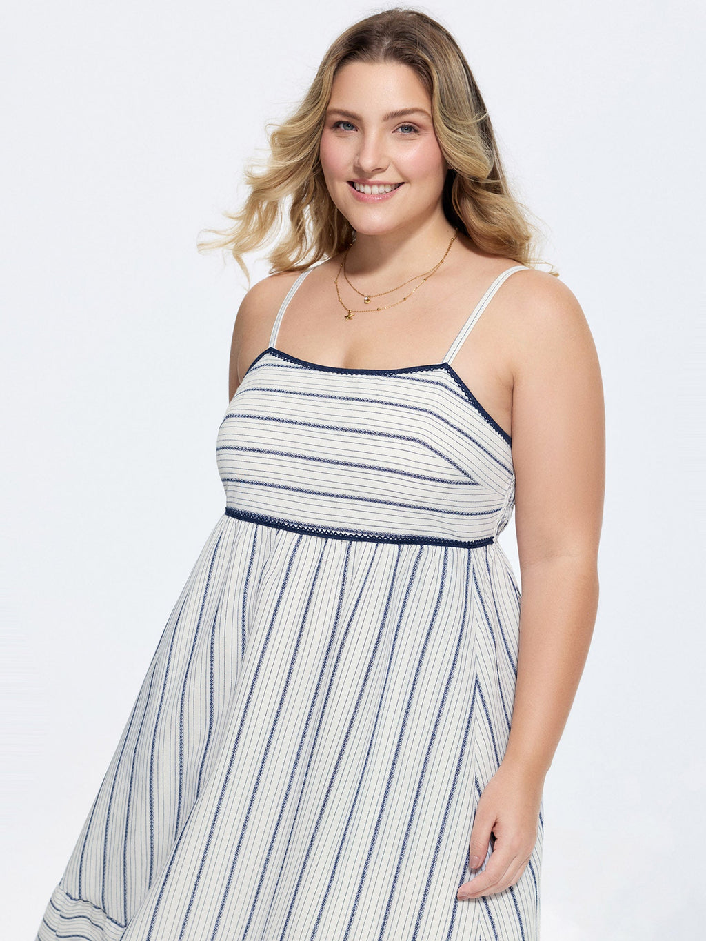 Asymmetrical Striped Print Cami Midi Dress