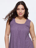 Heather Plicated Detail Square Neck Tank Top