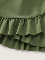 Ruffled Sleeve Curvy Hem Swim Dress