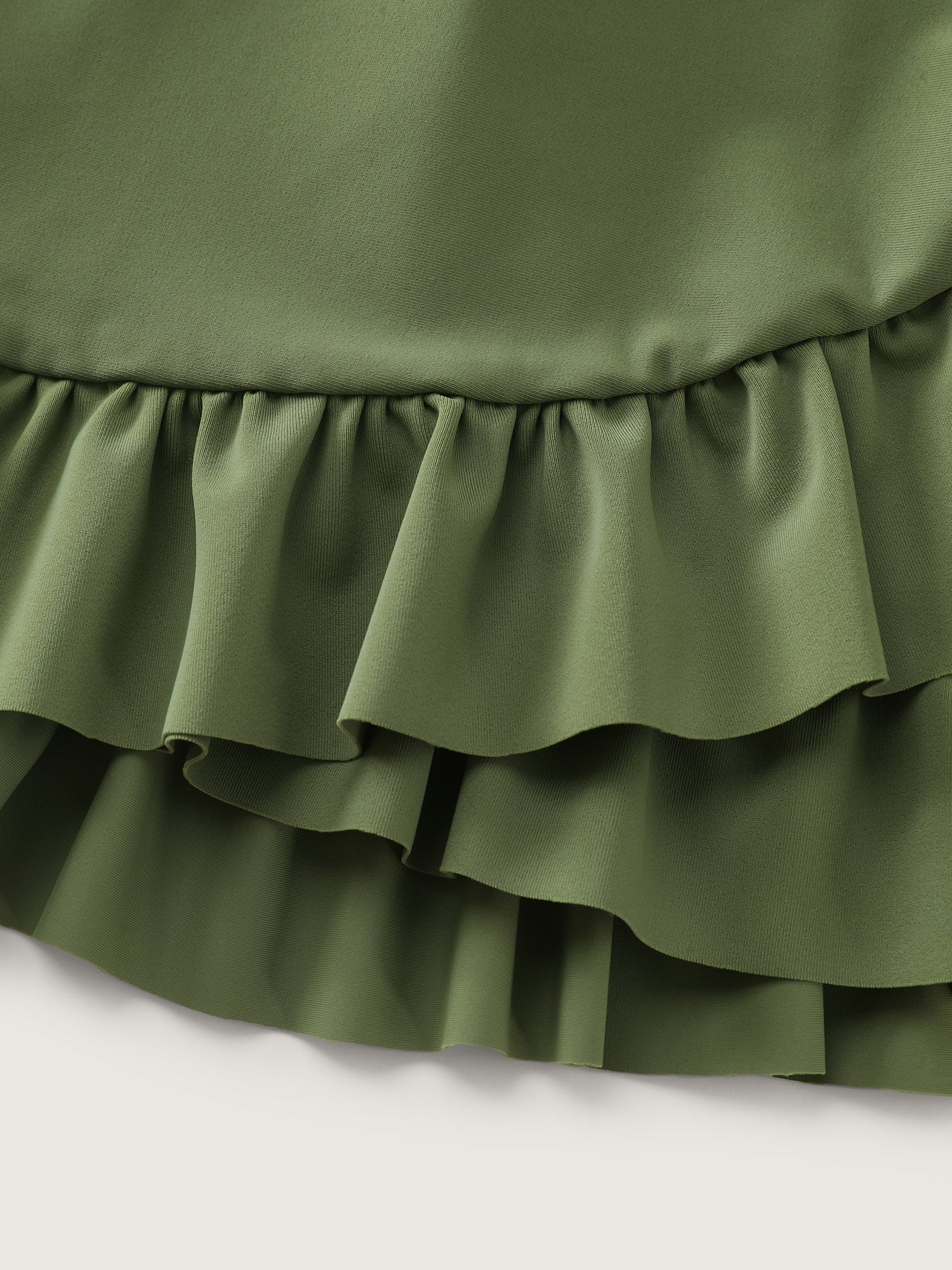 Ruffled Sleeve Curvy Hem Swim Dress
