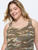 Camouflage Textured Wide Strap Tank Top
