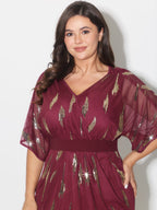 Sequin Embroidery Pleated Waist Mini Dress