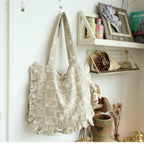 Linen Lace Frilled Embroidered Bag