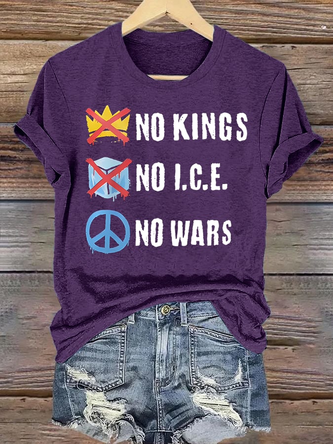 🔥Buy 3 Get 15% Off🔥Women's  No Kings  Print  T-Shirt