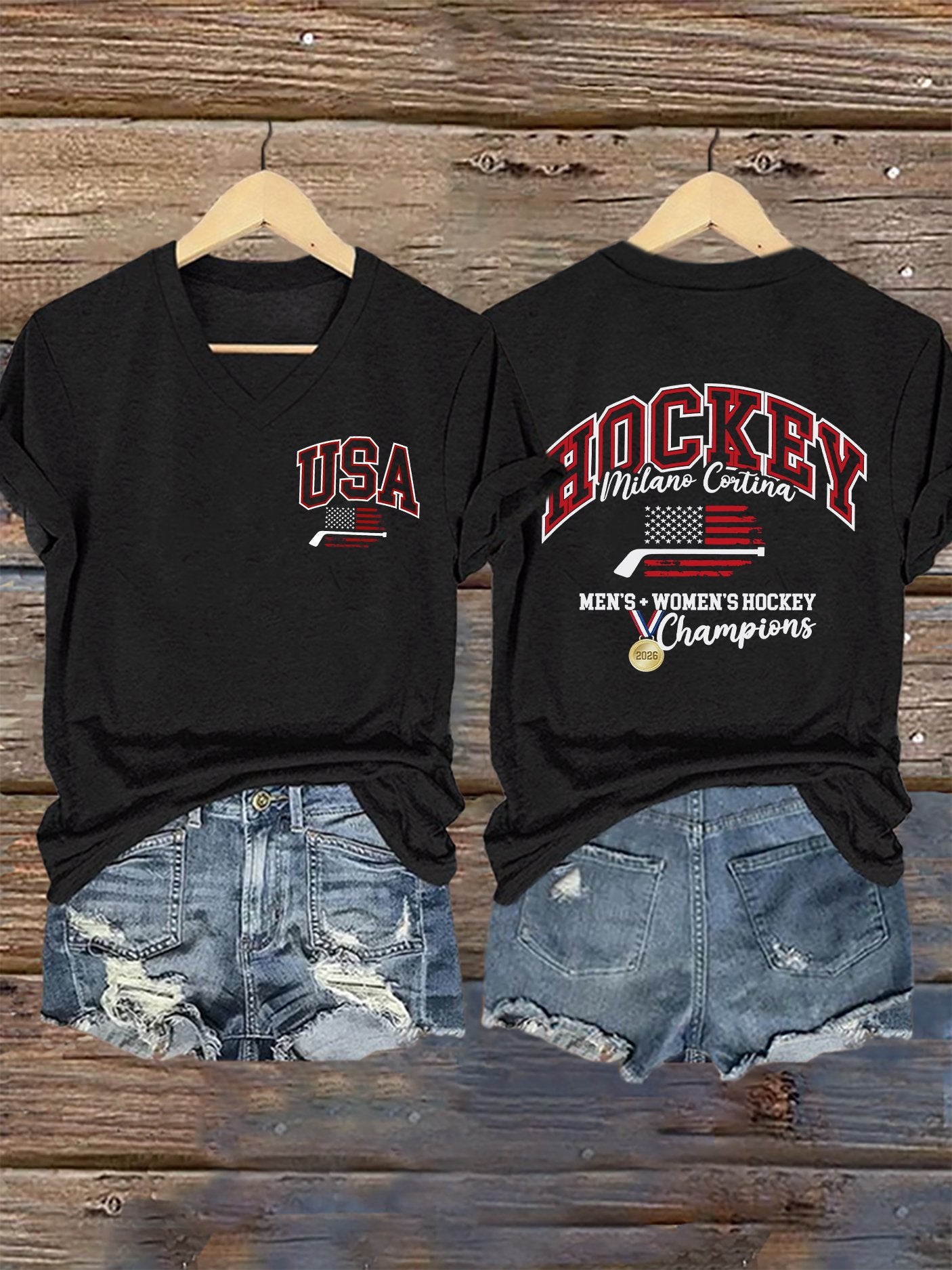 Women's Ice Hockey Print Casual T-Shirt