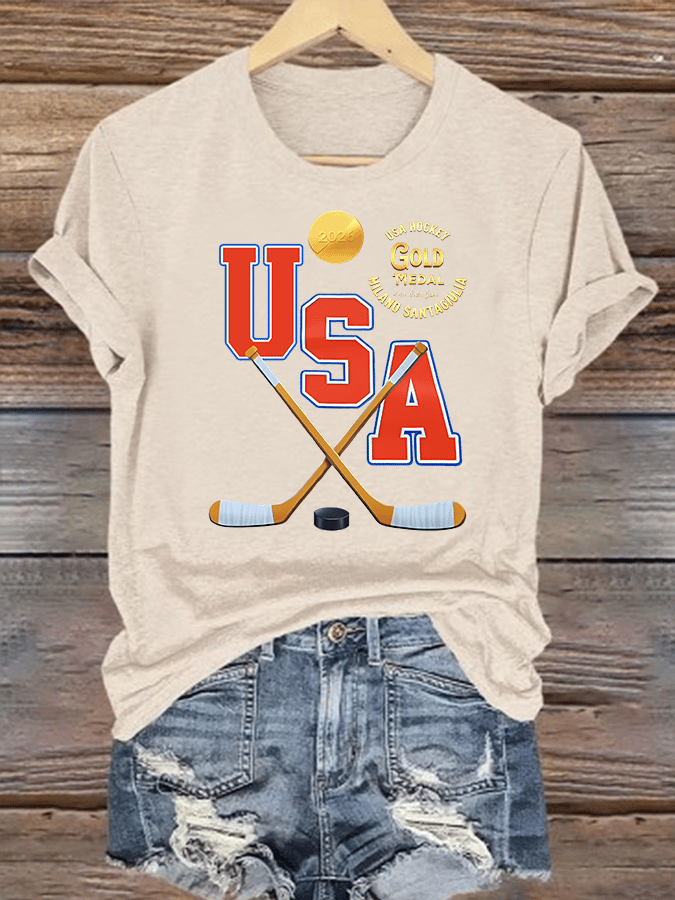 Women's  USA  Funny  Print T-Shirt