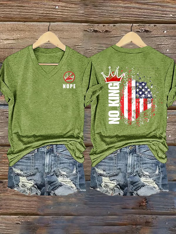 🔥Buy 3 Get 15% Off🔥Women's  NOPE No King American Flag  Print T-Shirt