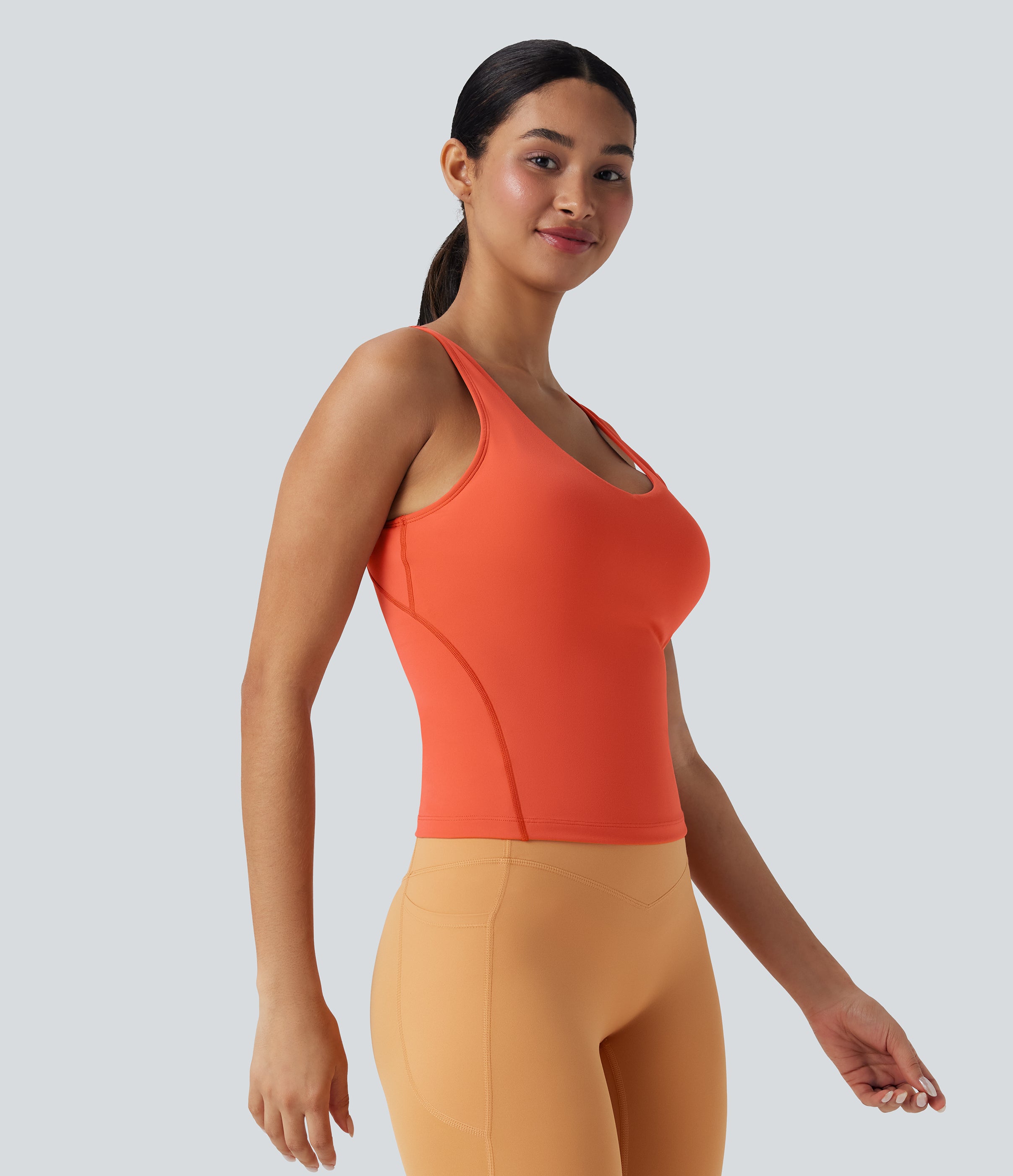 SoftlyZeroTM Plush Padded V Neck Running Tank Top-D/DD/DDD/F Cups
